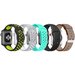 Set 5 Curele iUni compatibile cu Apple Watch 1/2/3/4/5/6/7, 42mm, Negru/Galben, Argintiu/Alb, Turcoa